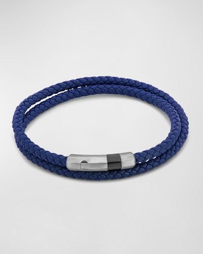 Tateossian Woven Leather Wrap Bracelet - Blue
