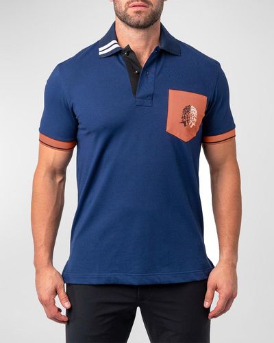 Maceoo Mozart Tipped Polo Shirt - Blue
