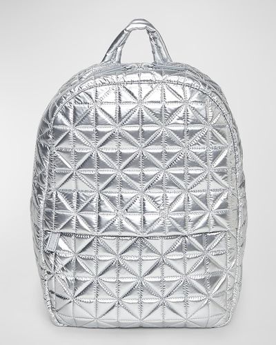 VEE COLLECTIVE Metallic Quilted Nylon Backpack - Gray