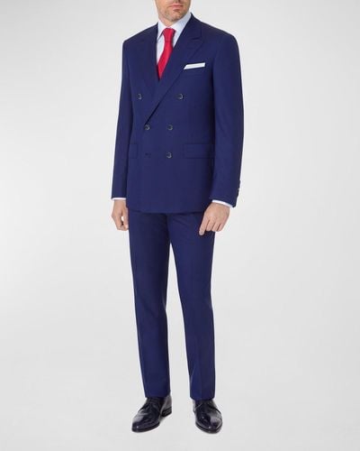 Stefano Ricci Double-Breasted Wool Two-Piece Suit - Blue