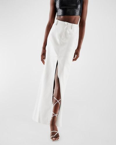 AS by DF Imogen Recycled Leather Maxi Skirt - White