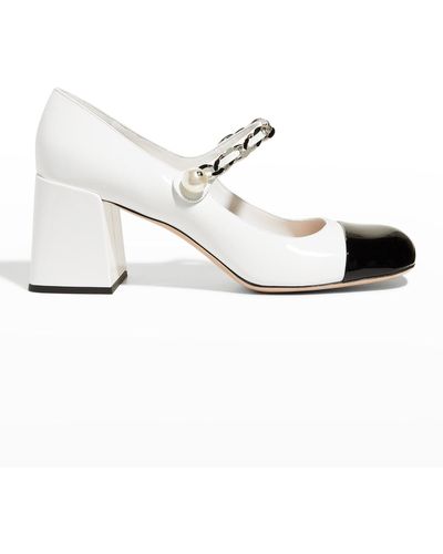 Miu Miu Women Vernice Bicolore 2 Shoes - White