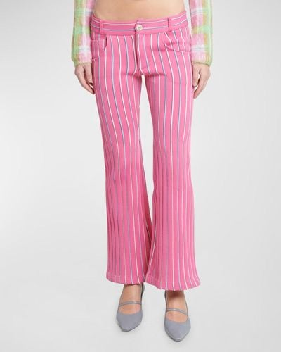 Marni Low-Rise Striped Flare Pants - Pink