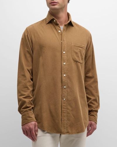 Sid Mashburn Corduroy Casual Button-Front Shirt - Brown