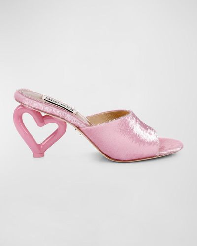 Badgley Mischka Lucid Heart-Heel Mule Sandals - Pink