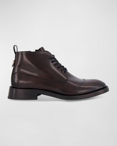 Karl Lagerfeld Side Zip Leather Chukka Boots - Brown