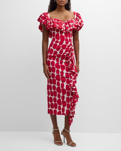 La Petite Robe Di Chiara Boni Giraffea Midi Dress - Red