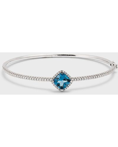 Lisa Nik 18k White Gold London Blue Topaz Bangle Bracelet With Diamonds - Multicolor