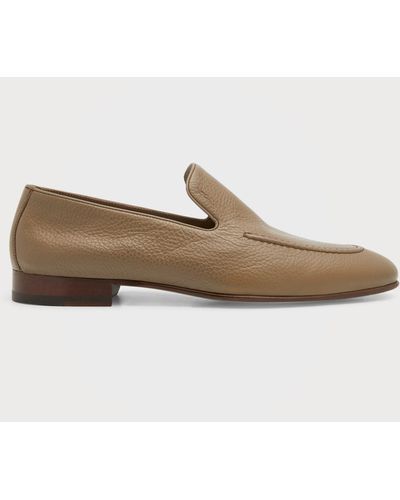 Manolo Blahnik Truro Leather Loafers - Natural