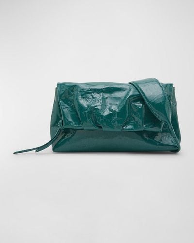 Dries Van Noten Small Flap Patent Leather Shoulder Bag - Green