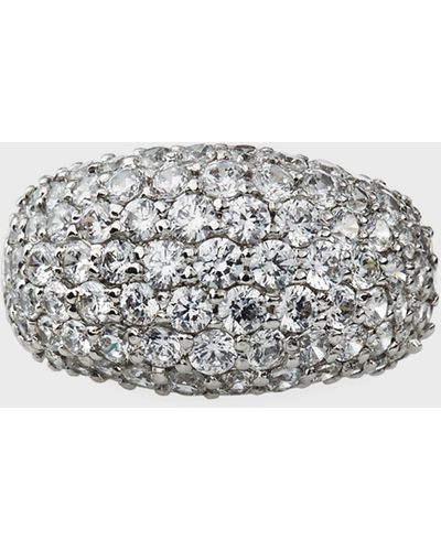 Fantasia by Deserio 14k White Gold Pave Dome Ring, Size 4-8 - Gray