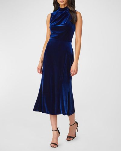 Shoshanna Audrey Sleeveless Velvet Dress - Blue