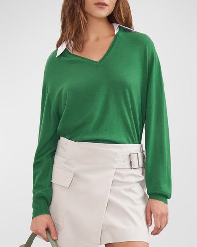 WE-AR4 The Parkside Knit Collared Sweater - Green