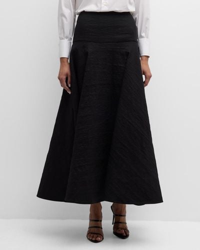 Brandon Maxwell The Ember Yoked Drop-waist Full Skirt - Black
