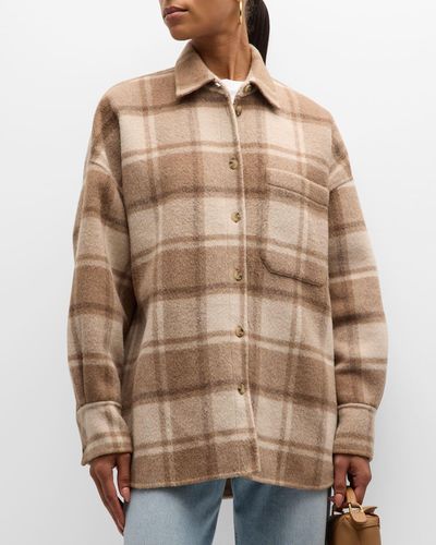 ATM Plaid Flannel Tomboy Shirt Jacket - Brown