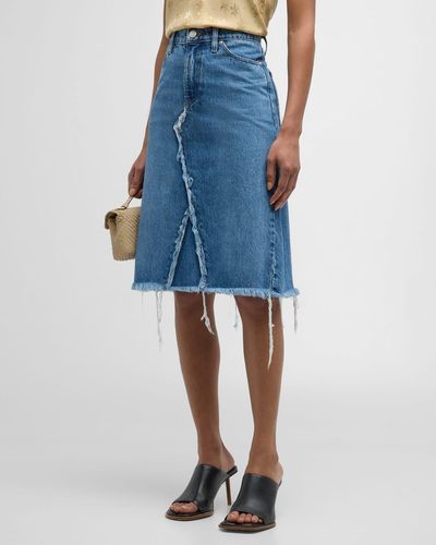 FRAME Deconstructed Denim Skirt - Blue
