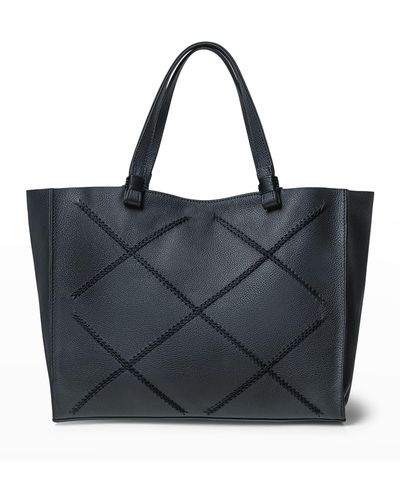 Callista Medium Leather Tote Bag - Black