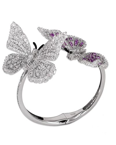 Staurino 18k White Gold Diamond & Pink Sapphire 2-butterfly Bracelet - Metallic