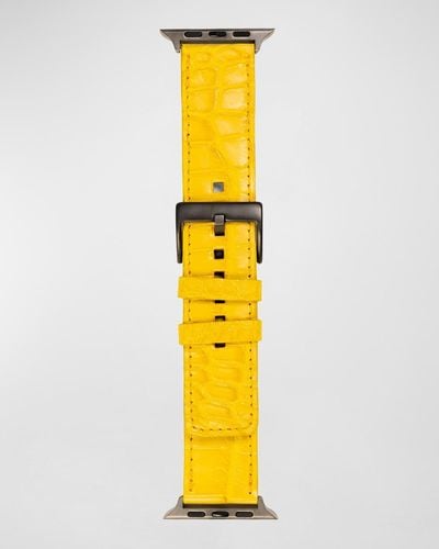 Abas Apple Watch Matte Alligator Watch Strap, Space Finish - Yellow