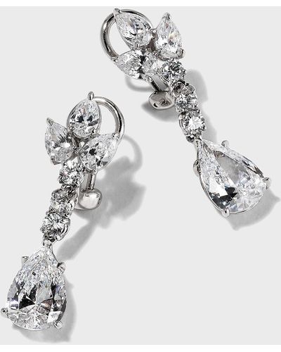 Fantasia by Deserio Cubic Zirconia Cluster Pear And Drop Earrings - White