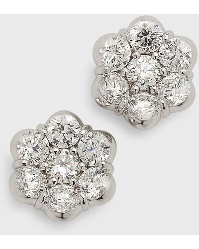 Bayco 18k White Gold Floral Diamond Stud Earrings