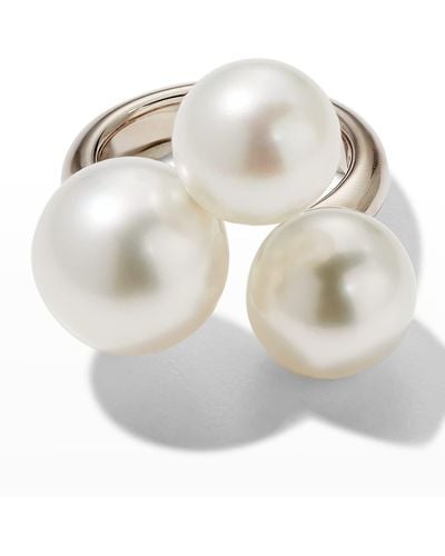Assael South Sea 3-Pearl Bubble Ring, 11.2-13.3Mm - White