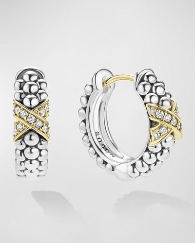 Lagos Embrace 18K Two-Tone Diamond Huggie Earrings - Metallic