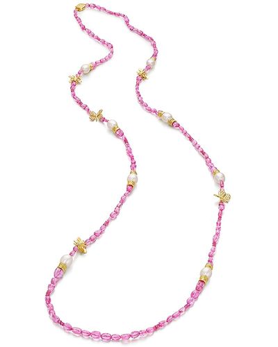 Mimi So Wonderland Pink Spinel, Pearl And Diamond Necklace