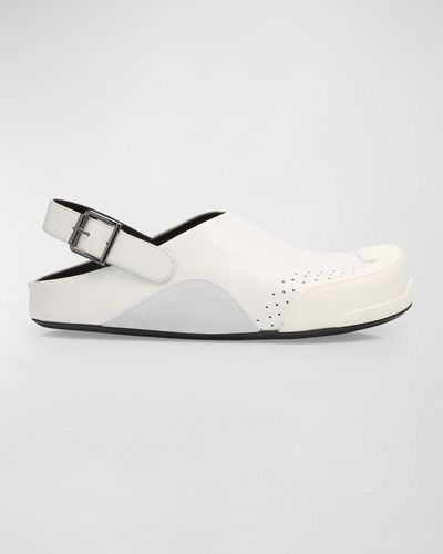 Marni Sabot Leather Mule Sandals - White