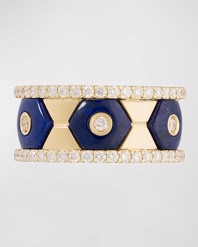 Miseno Baia Sommersa 18k Yellow Gold Eternity Ring With White Diamonds And Lapis - Blue