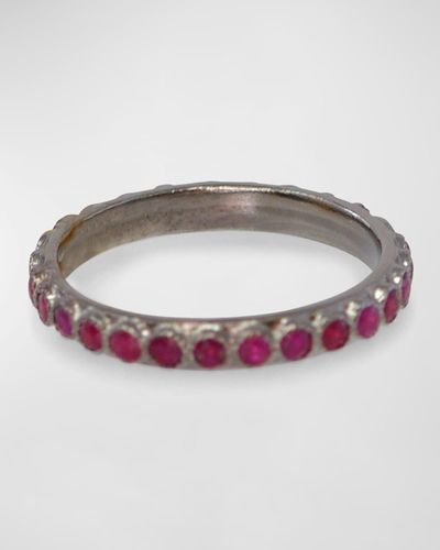 Armenta Sterling And Garnet Stack Band Ring - Multicolor