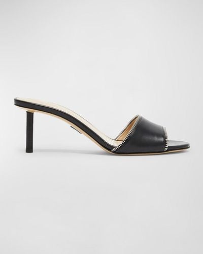 Paul Andrew Leather Zippy Stiletto Mule Sandals - Black