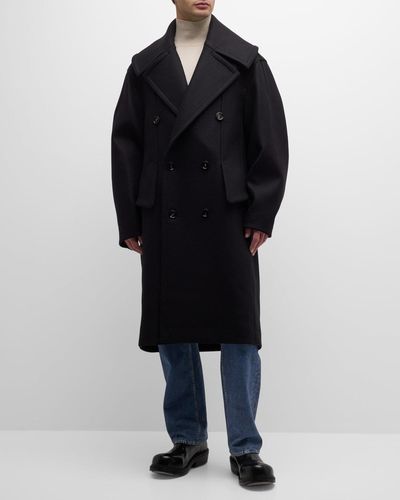 Bottega Veneta Felted Wool-Blend Oversized Coat - Blue