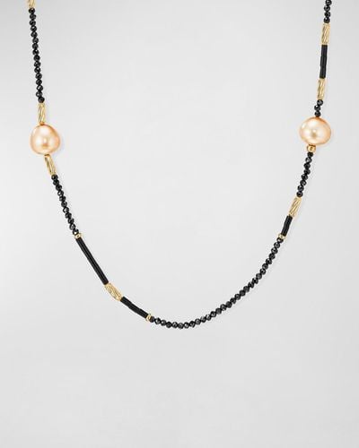 David Yurman Long Tweejoux Necklace With Pearls, Black Spinel And Onyx - Metallic