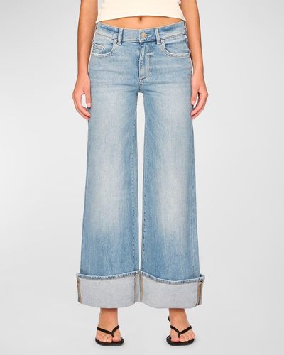 DL1961 Hepburn Low-Rise Cuffed Jeans - Blue