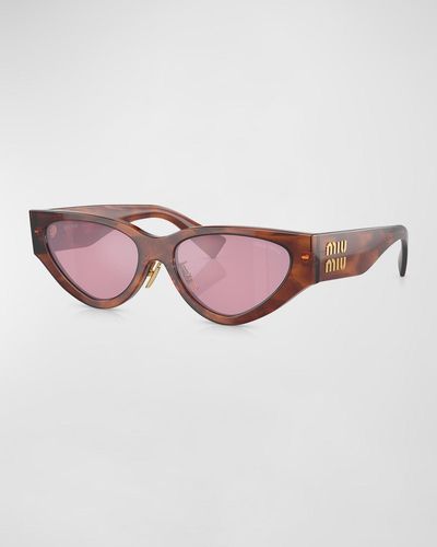 Miu Miu Mirrored Acetate Cat-Eye Sunglasses - Pink