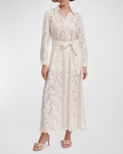 Anne Fontaine Adelie Sheer Floral-Embroidered Maxi Shirtdress - Multicolor