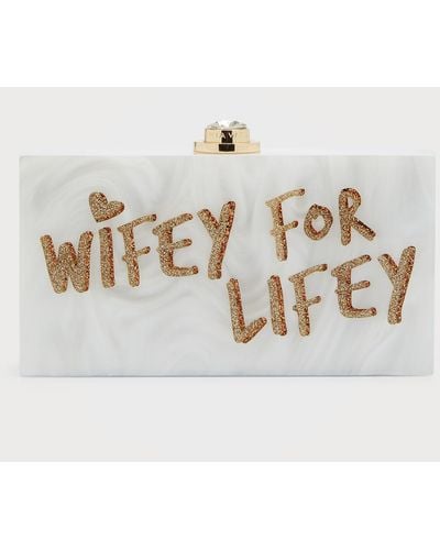 Sophia Webster Cleo Wifey For Lifey Clutch Bag - Natural