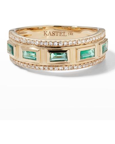 Kastel Jewelry 14k Emerald And Diamond Ring, Size 7 - Metallic