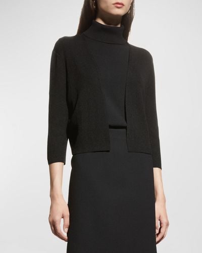 Lafayette 148 New York Cropped Open-Front Cardigan - Black
