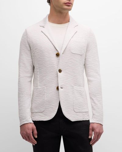 Baldassari Moulinè Cotton Knit Sweater Jacket - Natural