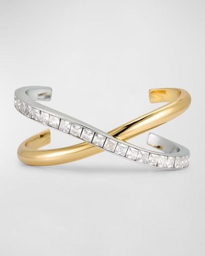 DEMARSON Amani Two-Tone Crystal Cuff Bracelet - Metallic