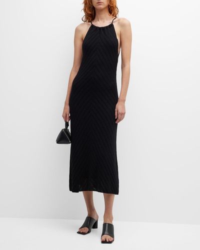 Emporio Armani Crochet Halter Midi Dress - Black