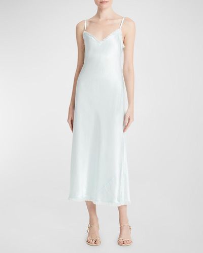Vince Fray Edge Cami Bias Midi Dress - White