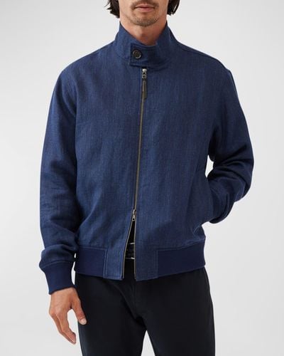 Rodd & Gunn Cascades Linen-Wool Bomber Jacket - Blue