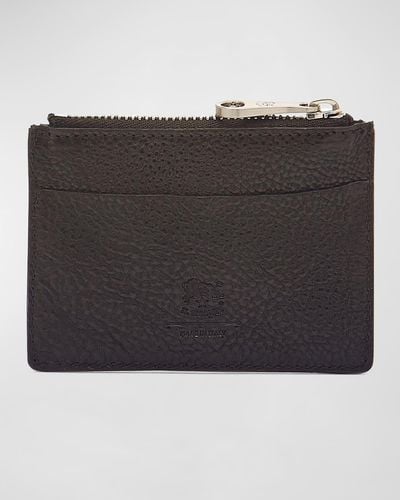 Il Bisonte Cestello Leather Zip Card Case - Black