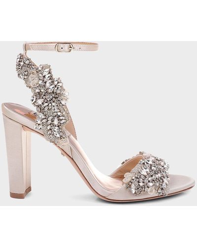 Badgley Mischka Libby Embellished Ankle-Wrap High-Heel Sandals - Metallic