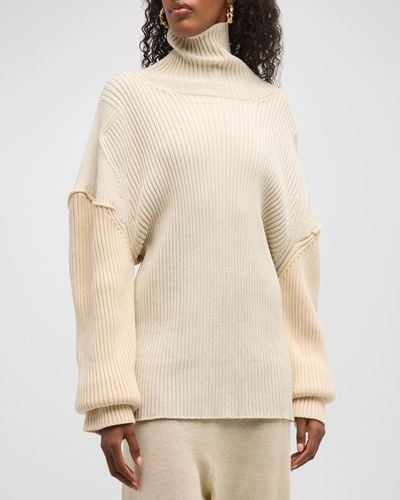 The Row Dua Colorblock Cashmere Sweater - Natural