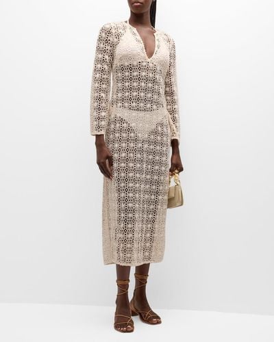 Honorine Harlow Crochet-Knit Coverup Dress - Natural