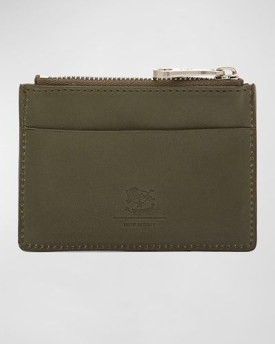 Il Bisonte Cestello Leather Zip Card Case - Green